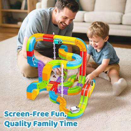 Electric Track Car Toy | Magnetic Modular Track | Gravity Defying Design | Kids Play Set