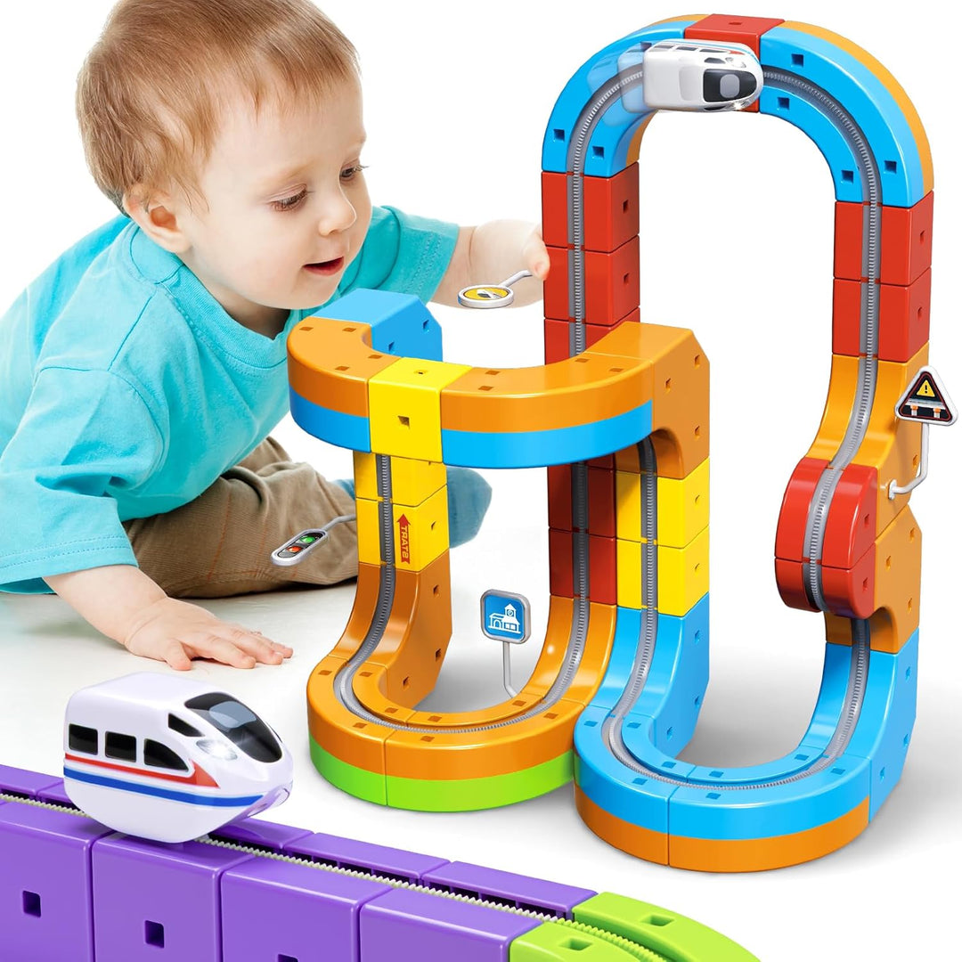 Electric Track Car Toy | Magnetic Modular Track | Gravity Defying Design | Kids Play Set