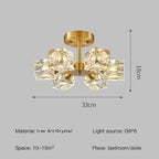 Elegant Crystal Ceiling Light with Gold Semi Flush Mount – Ideal for Low Ceilings 7
