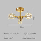 Elegant Crystal Ceiling Light with Gold Semi Flush Mount – Ideal for Low Ceilings 6