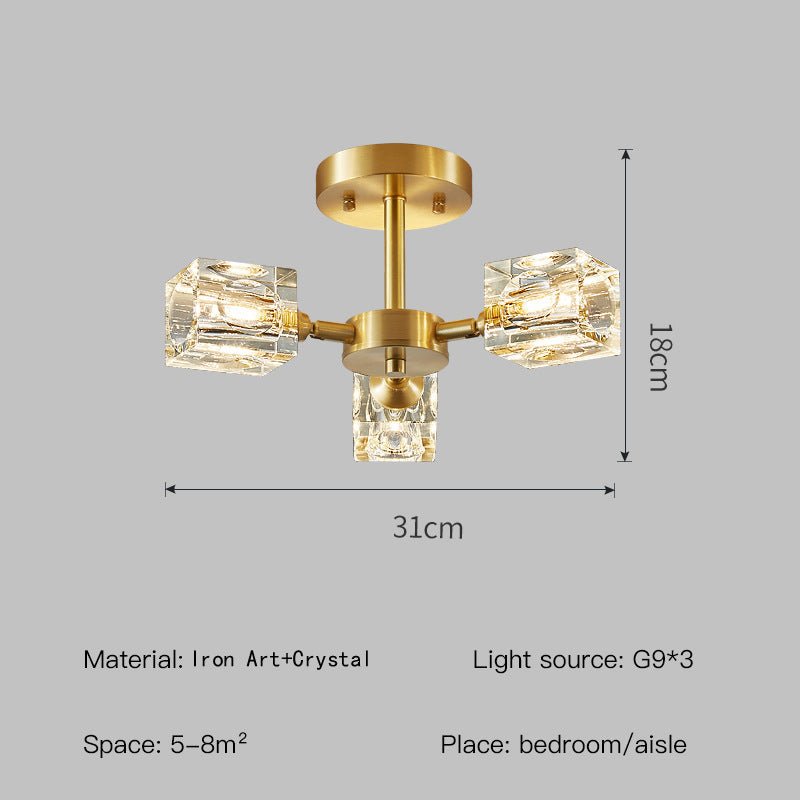 Elegant Crystal Ceiling Light with Gold Semi Flush Mount – Ideal for Low Ceilings 6