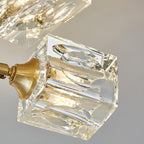 Elegant Crystal Ceiling Light with Gold Semi Flush Mount – Ideal for Low Ceilings 5