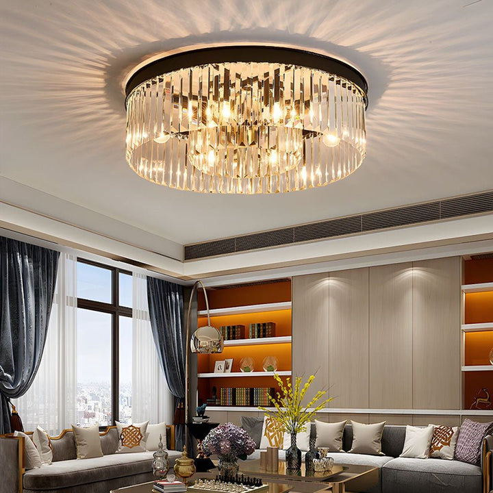 Elegant Crystal Flush Mount Ceiling Light – 40 cm Width, Iron and Crystal, Ideal for Living Room and Bedroom 3