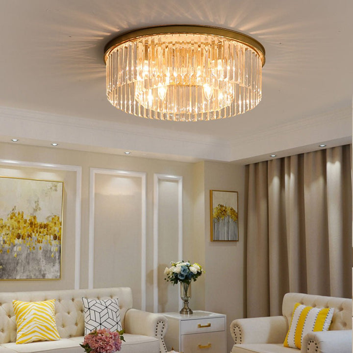 Elegant Crystal Flush Mount Ceiling Light – 40 cm Width, Iron and Crystal, Ideal for Living Room and Bedroom 0