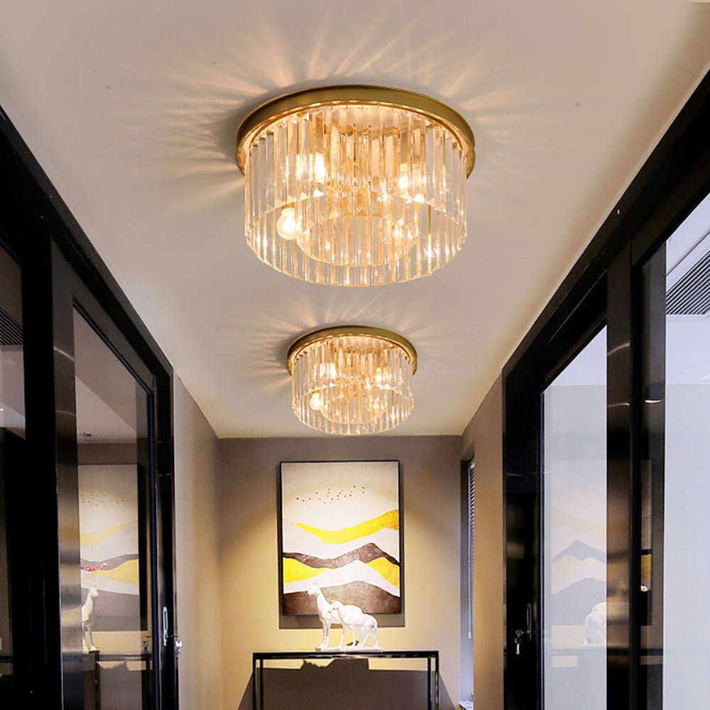 Elegant Crystal Flush Mount Ceiling Light – 40 cm Width, Iron and Crystal, Ideal for Living Room and Bedroom 1