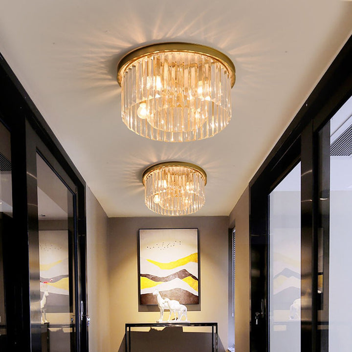 Elegant Crystal Flush Mount Ceiling Light – 40 cm Width, Iron and Crystal, Ideal for Living Room and Bedroom 1