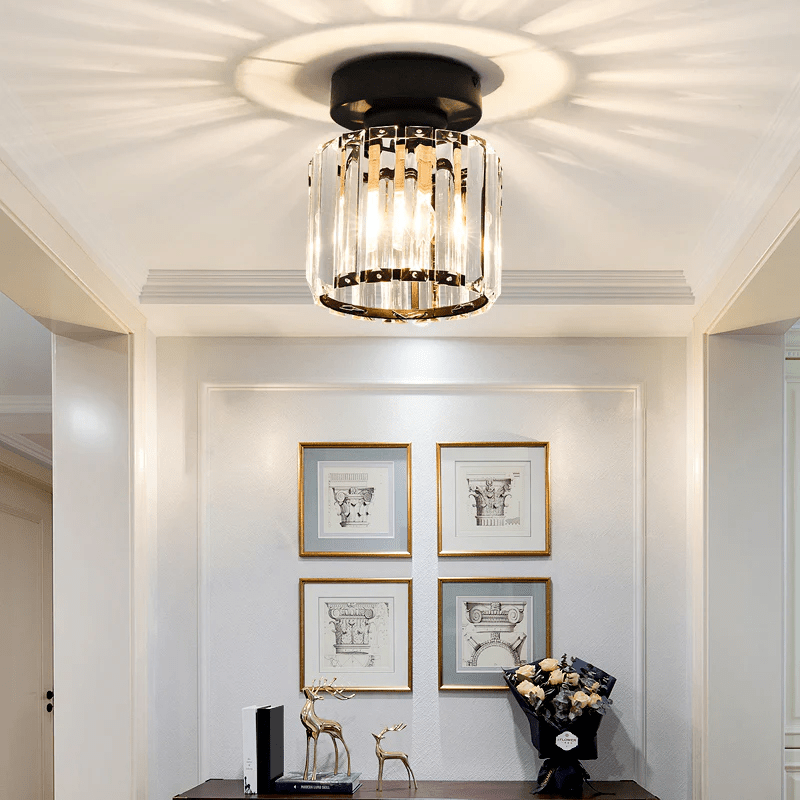 Elegant Crystal Glass Ceiling Light Fixture for Modern Interiors – Brass Base, E27/E26 Compatible 10