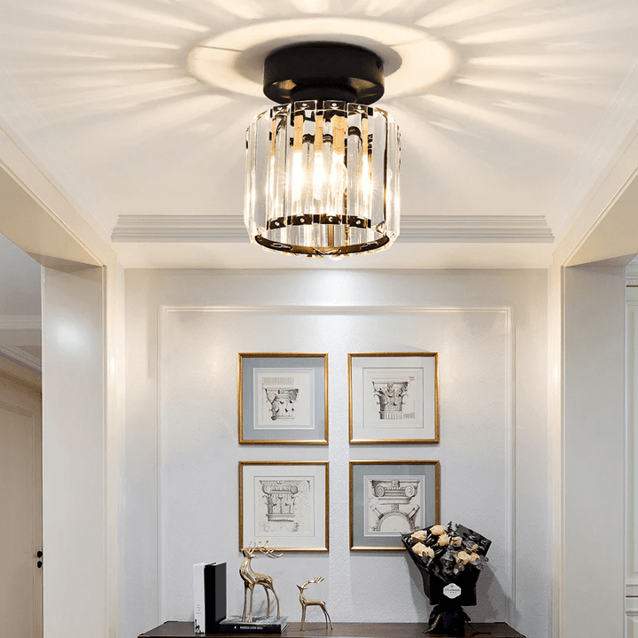 Elegant Crystal Glass Ceiling Light Fixture for Modern Interiors – Brass Base, E27/E26 Compatible 10