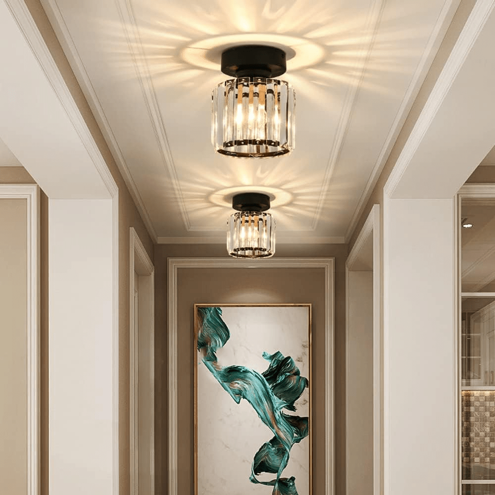 Elegant Crystal Glass Ceiling Light Fixture for Modern Interiors – Brass Base, E27/E26 Compatible 8