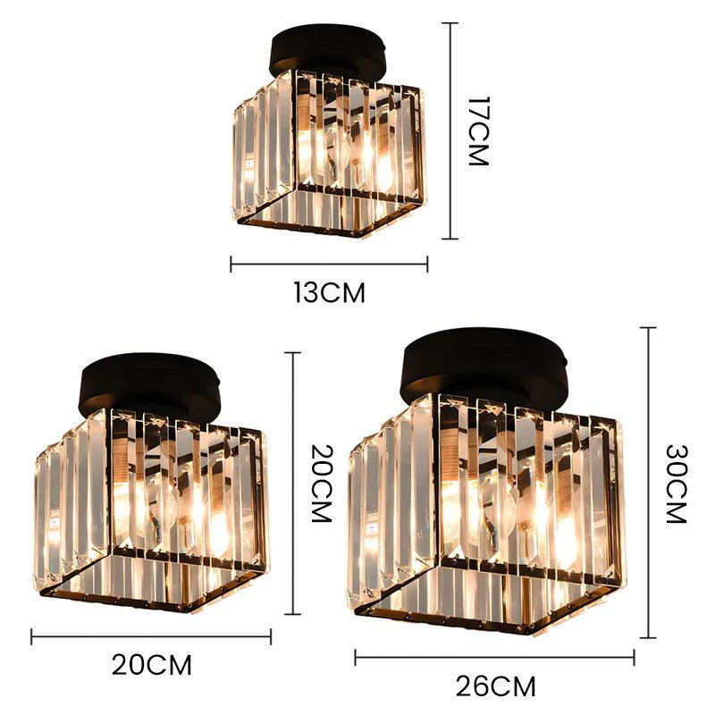 Elegant Crystal Glass Ceiling Light Fixture for Modern Interiors – Brass Base, E27/E26 Compatible 4
