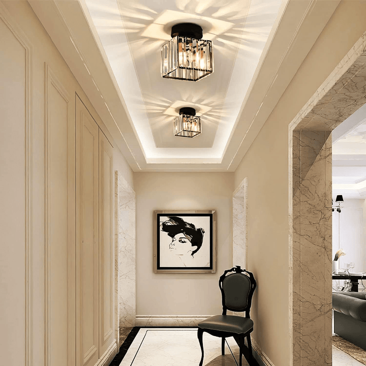 Elegant Crystal Glass Ceiling Light Fixture for Modern Interiors – Brass Base, E27/E26 Compatible 1