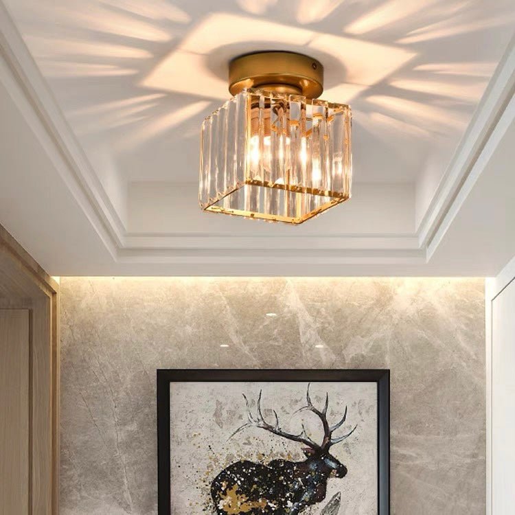 Elegant Crystal Glass Ceiling Light Fixture for Modern Interiors – Brass Base, E27/E26 Compatible 13