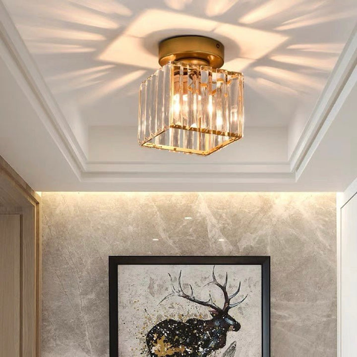 Elegant Crystal Glass Ceiling Light Fixture for Modern Interiors – Brass Base, E27/E26 Compatible 13