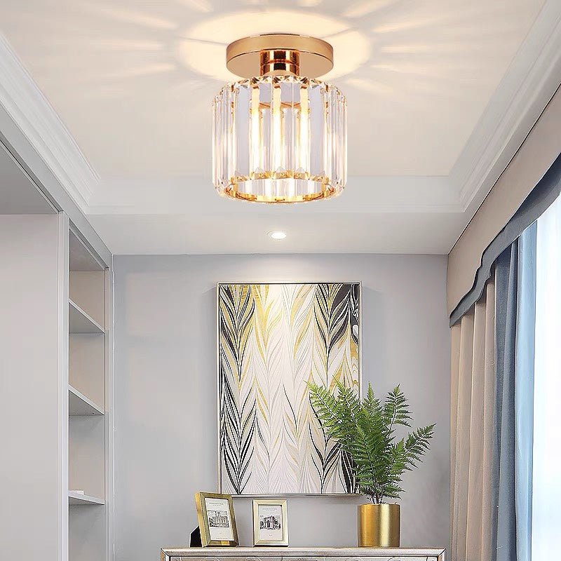 Elegant Crystal Glass Ceiling Light Fixture for Modern Interiors – Brass Base, E27/E26 Compatible 12
