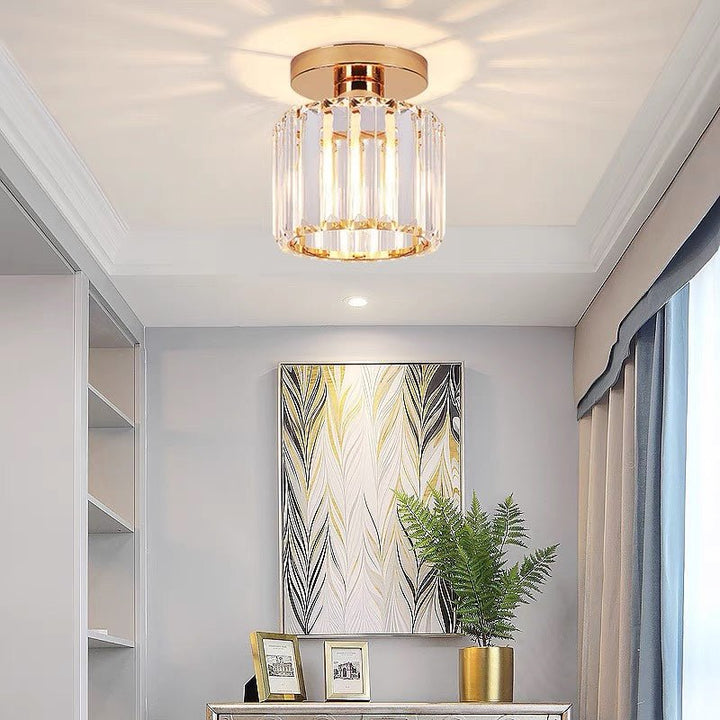Elegant Crystal Glass Ceiling Light Fixture for Modern Interiors – Brass Base, E27/E26 Compatible 12