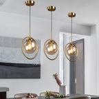 Elegant Glass Pendant Light with Gold Frame Finish – Modern Indoor Lighting 5