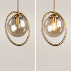 Elegant Glass Pendant Light with Gold Frame Finish – Modern Indoor Lighting 7