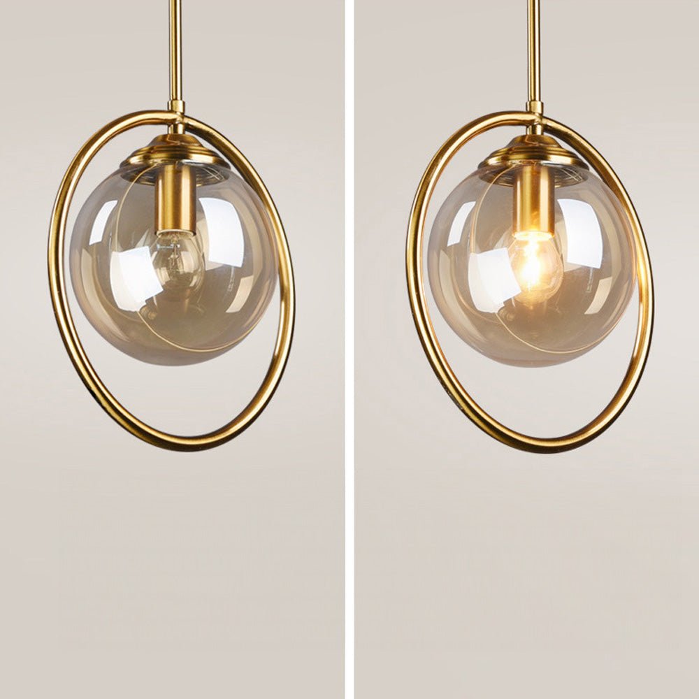 Elegant Glass Pendant Light with Gold Frame Finish – Modern Indoor Lighting 7