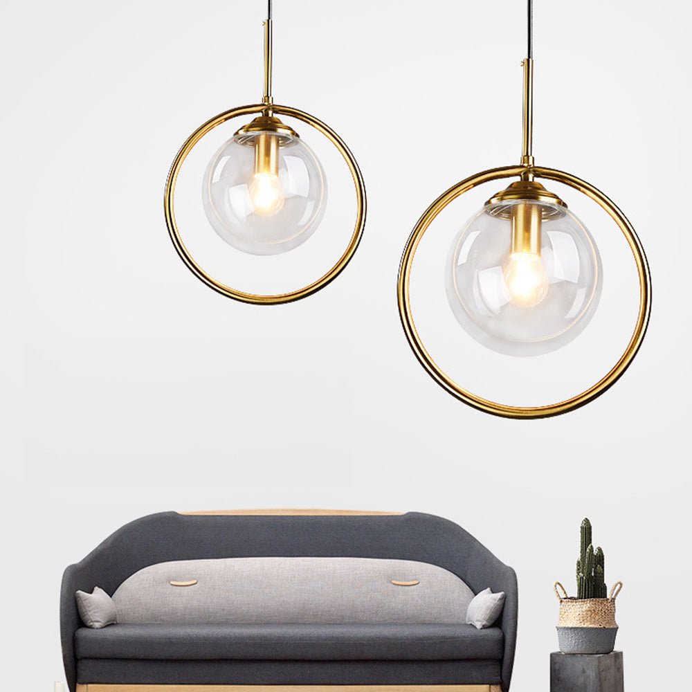 Elegant Glass Pendant Light with Gold Frame Finish – Modern Indoor Lighting 0