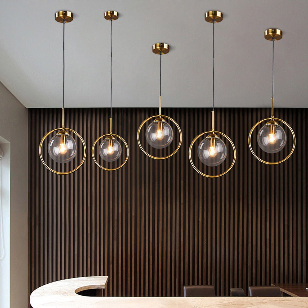 Elegant Glass Pendant Light with Gold Frame Finish – Modern Indoor Lighting 3