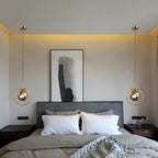 Elegant Glass Pendant Light with Gold Frame Finish – Modern Indoor Lighting 4