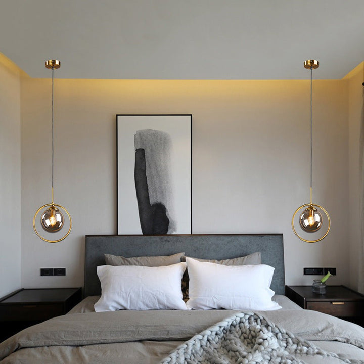 Elegant Glass Pendant Light with Gold Frame Finish – Modern Indoor Lighting 4