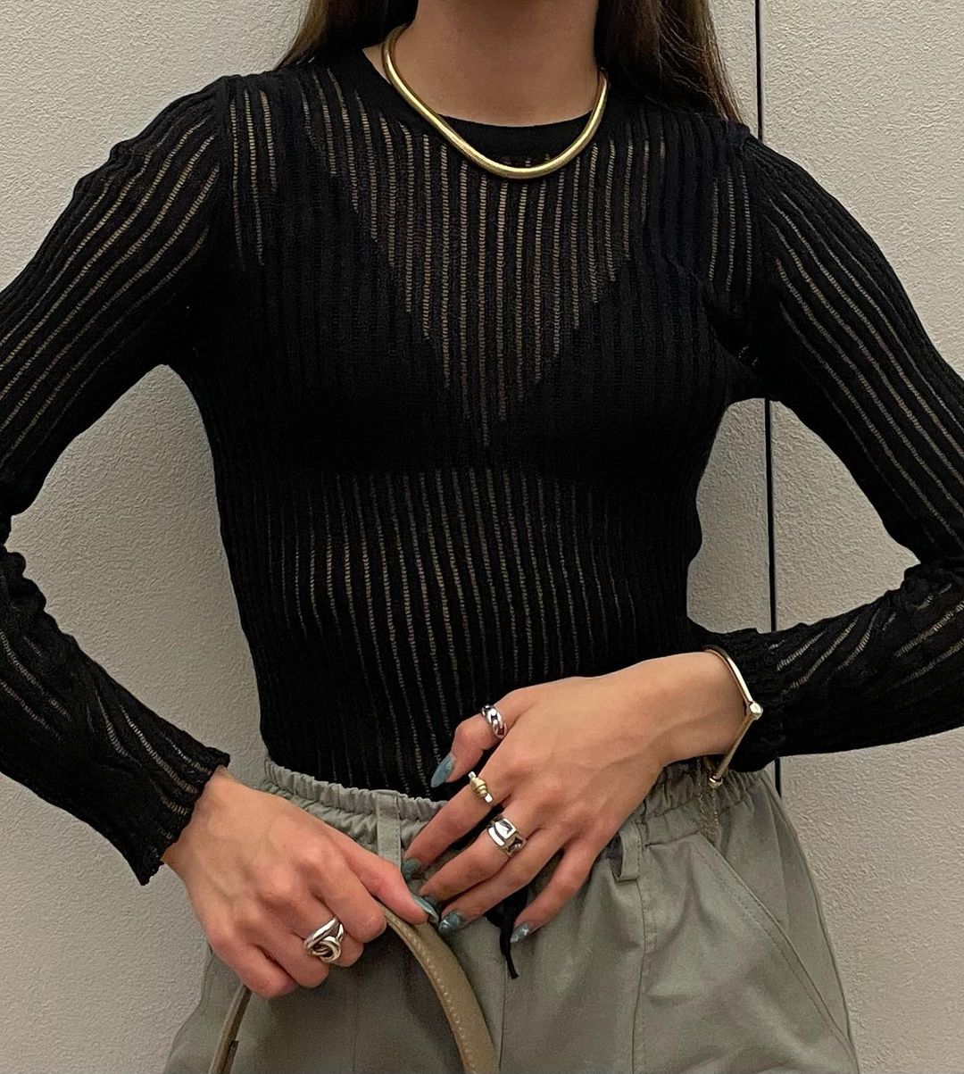 Elegant See Through Top - The Transparent Blouse (Black S) - | Zavonix