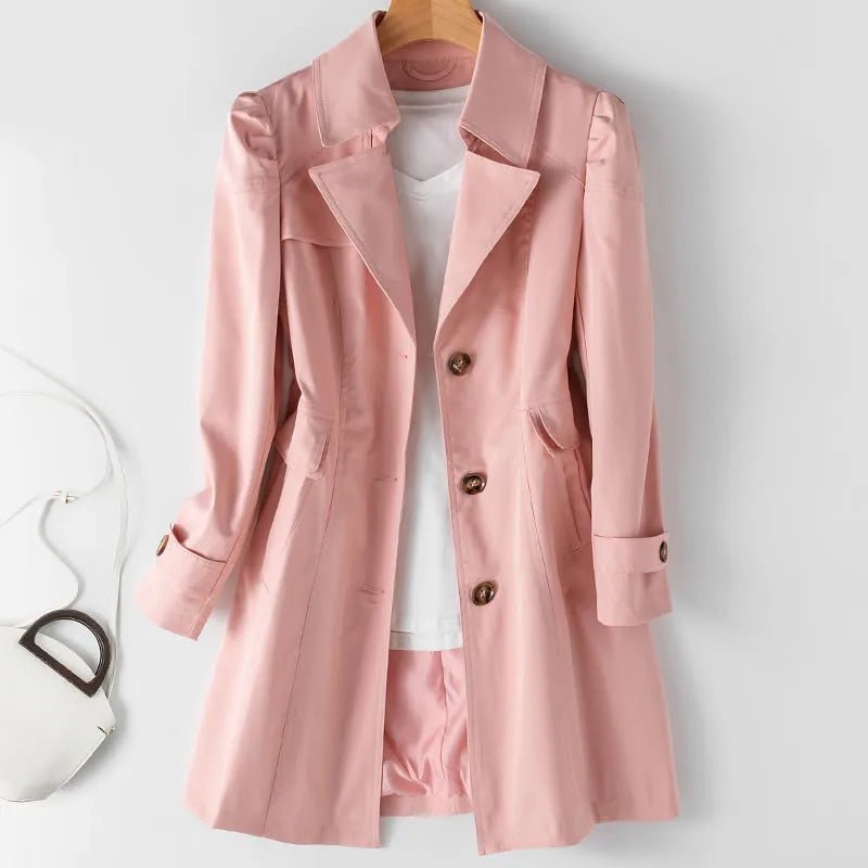 "Elena" Tailored Trench Wrap (Beige XS) - | Zavonix