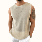 Eleska Knit Tank — Lightweight Open - Stitch Tank with Soft Texture (Khaki XS) - | Zavonix