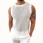 Eleska Knit Tank — Lightweight Open - Stitch Tank with Soft Texture (White XS) - | Zavonix