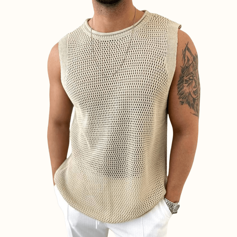 Eleska Knit Tank — Lightweight Open - Stitch Tank with Soft Texture (White XS) - | Zavonix