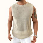 Eleska Knit Tank — Lightweight Open - Stitch Tank with Soft Texture (Khaki XS) - | Zavonix