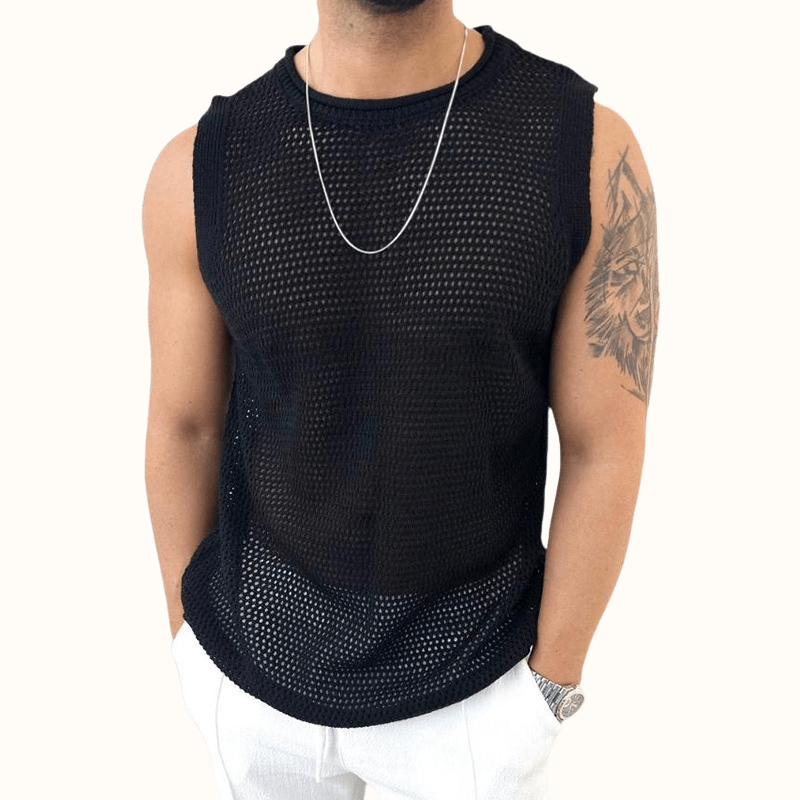 Eleska Knit Tank — Lightweight Open - Stitch Tank with Soft Texture (White XS) - | Zavonix