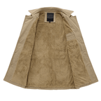 Elevan Trench Coat — Tailored Cotton Coat with Fleece Lining and Leather Accents (Green XS) - | Zavonix