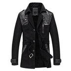 Elevan Trench Coat — Tailored Cotton Coat with Fleece Lining and Leather Accents (Green XS) - | Zavonix