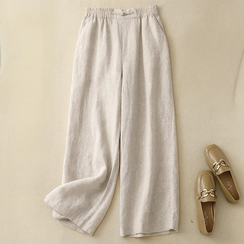 Elian Linen Pants — Breathable Lightweight Pants with Tailored Fit (Cream XS) - | Zavonix