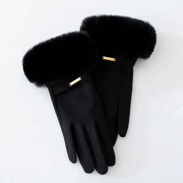 "Esta" Faux Fur Gloves (Black ) - | Zavonix