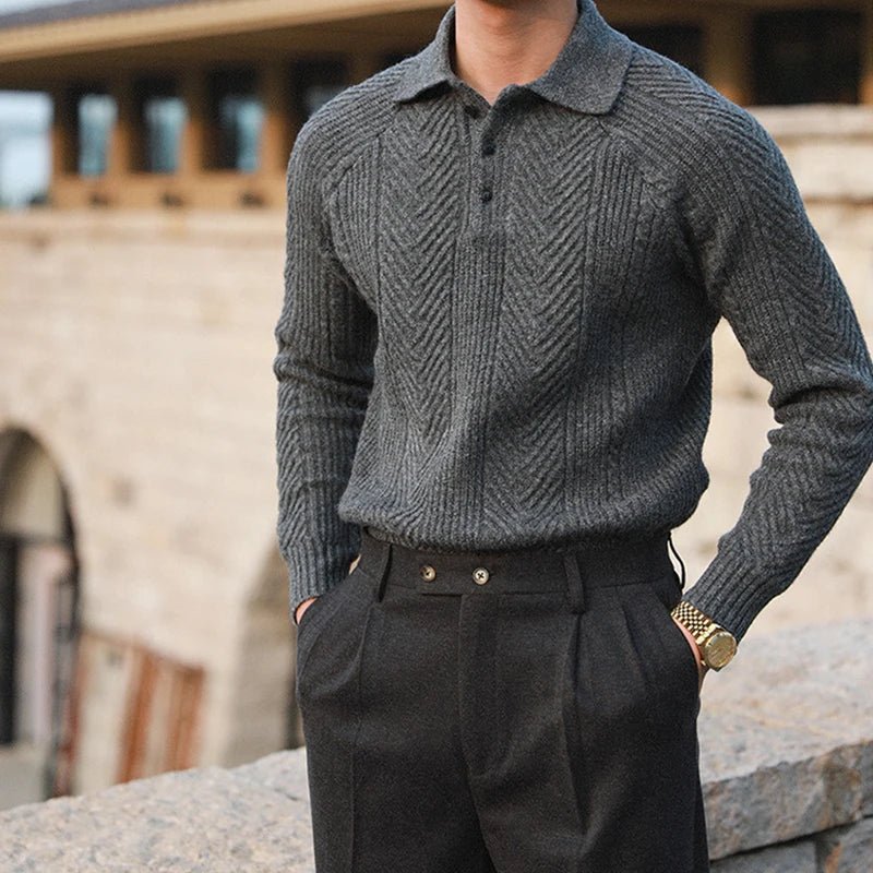 Elionis — Rabbit Fur Knit Polo for Warm Autumn Style (Dark Grey S) - | Zavonix