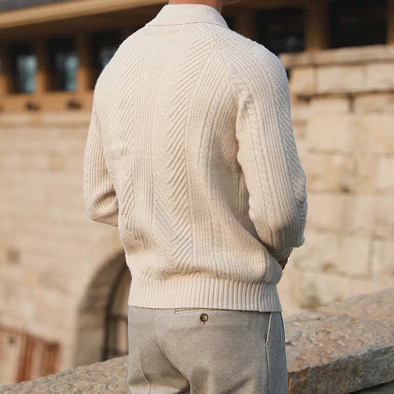Elionis — Rabbit Fur Knit Polo for Warm Autumn Style (Cream S) - | Zavonix