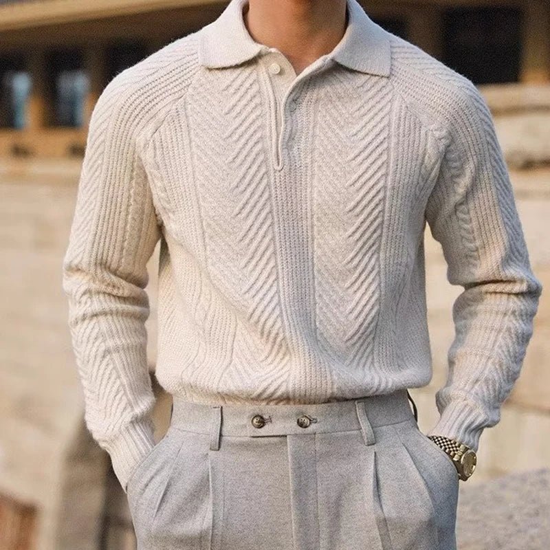 Elionis — Rabbit Fur Knit Polo for Warm Autumn Style (Cream S) - | Zavonix