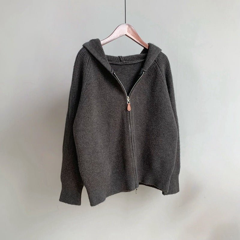 ELLA HOODED CARDIGAN (Gray XS) - | Zavonix