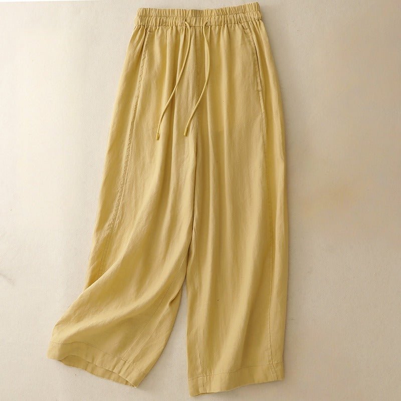 ELLA LINEN PANTS (Mustard Yellow XS) - | Zavonix