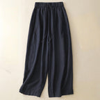 ELLA LINEN PANTS (Navy Blue XS) - | Zavonix