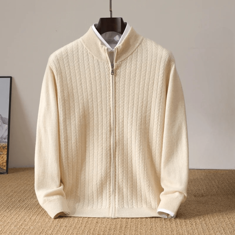 Ellis Cashmere Sweater — Soft Merino Wool Blend with Cozy Warmth (Beige S) - | Zavonix