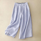 Elowen — Pleated Linen Trousers with Lightweight Comfort (Light Blue XS) - | Zavonix
