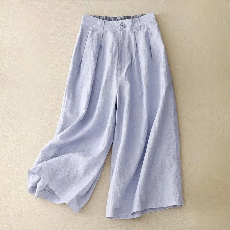 Elowen — Pleated Linen Trousers with Lightweight Comfort (Light Blue XS) - | Zavonix