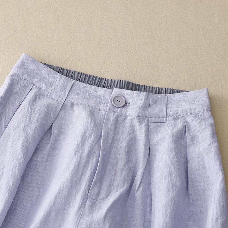 Elowen — Pleated Linen Trousers with Lightweight Comfort (Gray XS) - | Zavonix