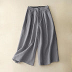 Elowen — Pleated Linen Trousers with Lightweight Comfort (Gray XS) - | Zavonix