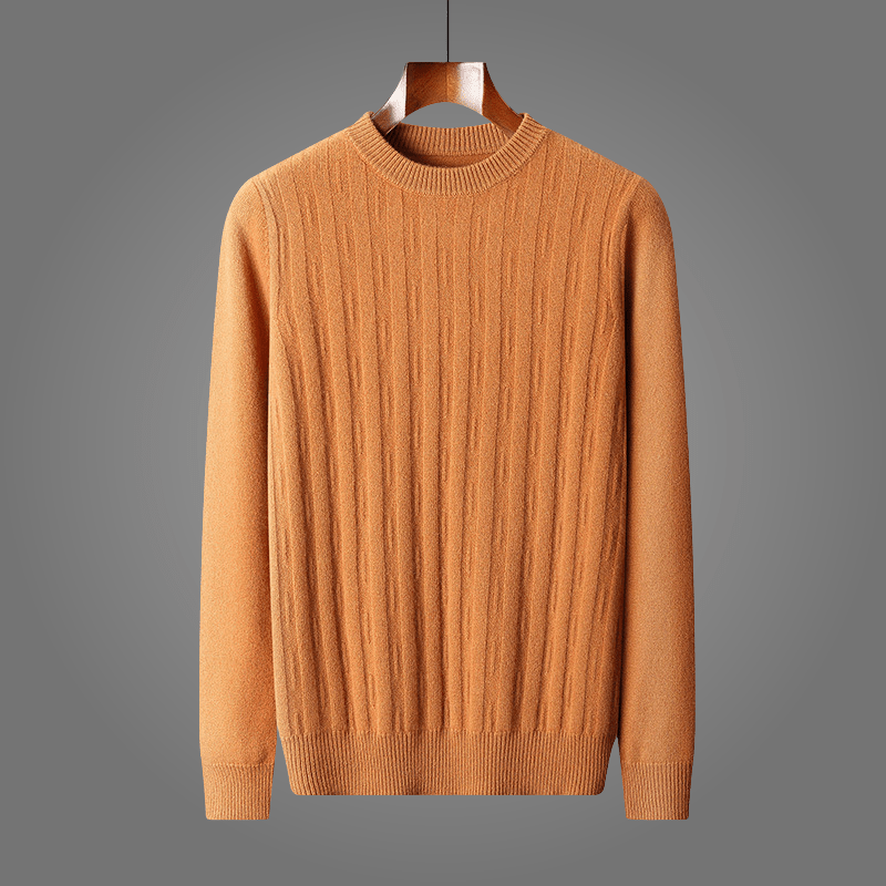 Elrien — Cashmere Merino Wool Sweater with Mock Neck (Orange S) - | Zavonix