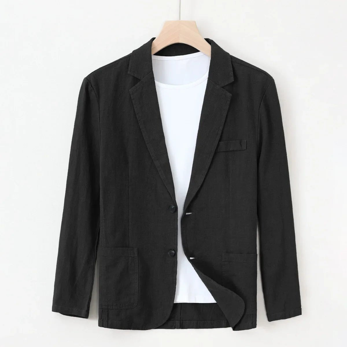 Elston Blazer — Lightweight Ramie Cotton Blazer with Tailored Fit (Black XS) - | Zavonix